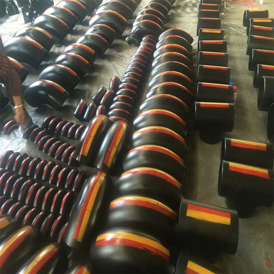 Sch 140 เหล็กอ่อน 90 องศาข้อศอกสั้นรัศมี 45 ASTM A234 WPB เหล็กกล้าคาร์บอนไม่มีรอยต่อ