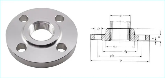 ASME B16.5 การปลอม A105N หน้าแปลนเหล็กกล้าคาร์บอน NPT / BSPT ที่ยกขึ้น