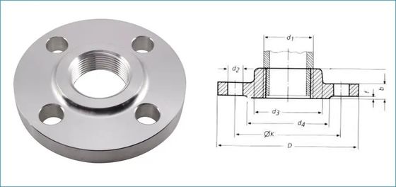 การปลอม A105N หน้าแปลนเหล็กกล้าคาร์บอน NPT / BSPT หน้าแปลนเกลียว ASME B16.5